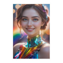 Musa Ciberpunk Iridescente   Retrato Prismático