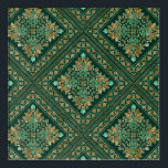 Impresión Acrílica Patrón de Damasco de época - Verde de esmeralda y<br><div class="desc">Patrón de Damasco de época - Verde de esmeralda y oro</div>