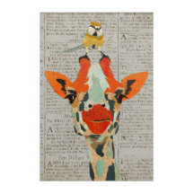 PEEKING GIRAFFE Y PEQUEÑO PÁJARO CULTIVADO