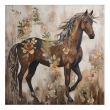 Pintura de caballo floral de bonito