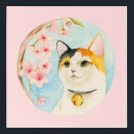 Impresión Acrílica Pintura japonesa de la acuarela del gato de calicó<br><div class="desc">Éste es un ilustracion de la acuarela de un gato de calicó que mira para arriba y que goza de la flor de cerezo. "Hanami" es una tradición japonesa donde la gente celebra y va de fiesta debajo de los árboles de la flor de cerezo cuando ella está en la...</div>