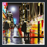 Impresión Acrílica Pop Art Urban Night Street Scene Acrylic Art<br><div class="desc">Escena de una noche lluviosa en una ciudad con gente caminando y parados,  rodeada de luces de neón provenientes de las tiendas. Este arte le dará color y pizzería a cualquier habitación.</div>