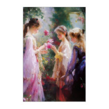 Tres chicas jugando en el jardín