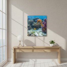 Impresión Acrílica Vibrant Orange Seahorse Acrylic Wall Art