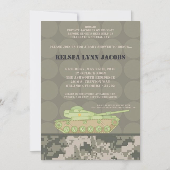 Impresión ACU del EJÉRCITO de Invitación de Baby S (Anverso)