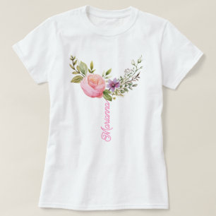 Impresión acuarela de flores, camiseta Personaliza