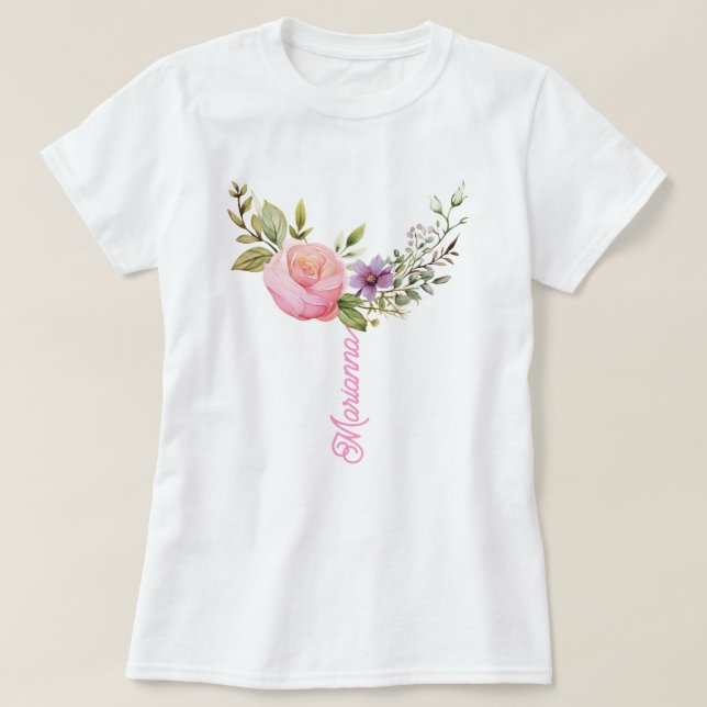 Impresión acuarela de flores, camiseta Personaliza (Diseño del anverso)