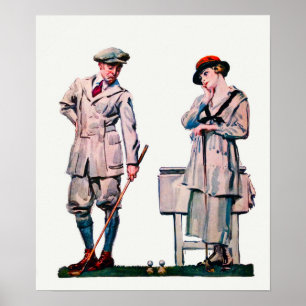 Impresión acuarela de golf de 1920