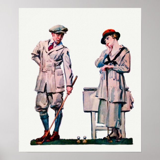 Impresión acuarela de golf de 1920 (Frente)