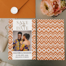 Impresión africana con foto de boda Save The Date