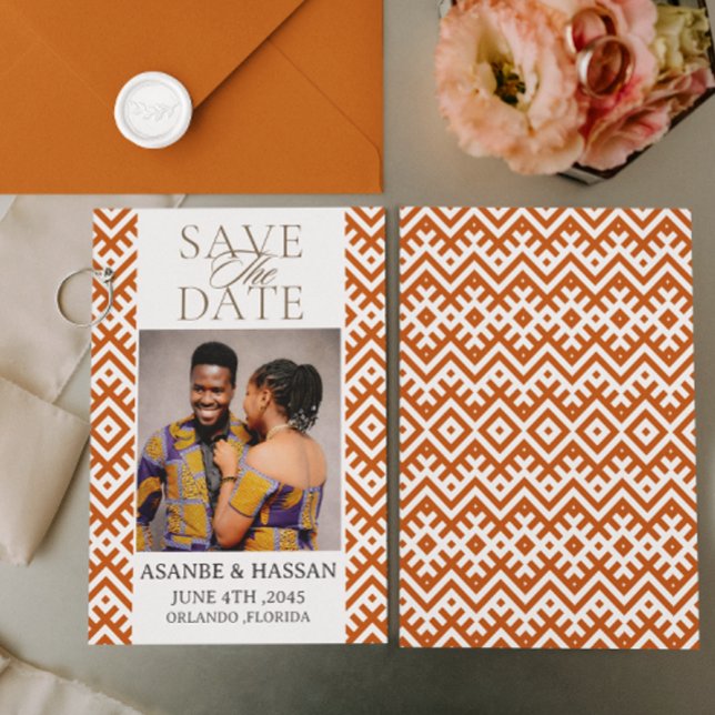 Impresión africana con foto de boda Save The Date  (Subido por el creador)