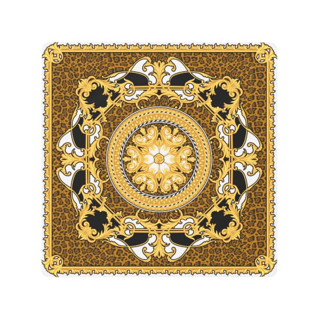 Impresión animal Desplazamientos dorados Seda (Anverso)