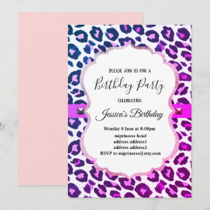 Impresión animal Invitación al cumpleaños de chica