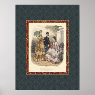 Impresión antigua de bellezas de moda victorianas 