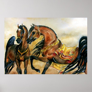Impresión árabe del poster del retrato del caballo