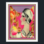 Impresión Art Deco "Árbol de Chica y fruta"<br><div class="desc">Poster de diseño Art Deco con colores vivos y únicos,  titulado "Chica y árbol de frutas".</div>