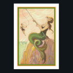 Impresión Art Deco "Pescadora Sirenita", aproximad<br><div class="desc">Impresión Art Déco 13x19 titulada Sirenita de pesca por Carlo Chiostri ca. 1928</div>