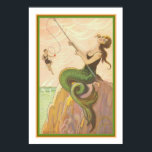 Impresión Art Deco "Pescadora Sirenita", aproximad<br><div class="desc">Impresión Art Déco 13x19 titulada Sirenita de pesca por Carlo Chiostri ca. 1928</div>