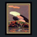 Impresión Art Deco por A. M. Hopfmuller 16 x 20<br><div class="desc">Impresión Art Deco única de A.M. Hopfmuller,  con formaciones rocosas en forma de humano en un entorno tranquilo.</div>