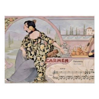 Impresión Art Nouveau Carmen Habanera – Ópera Vint