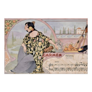 Impresión Art Nouveau Carmen Habanera – Ópera Vint