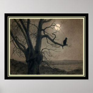 Impresión Art Nouveau "Cat in the Moonlight"