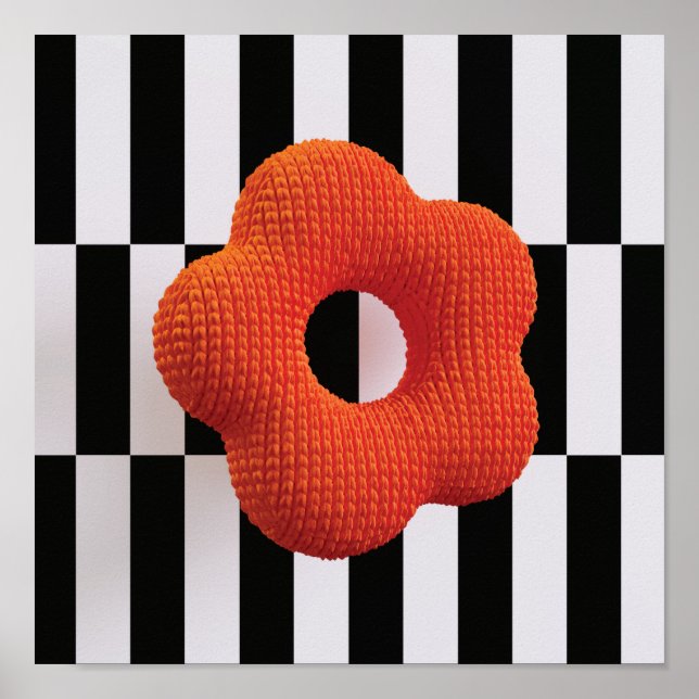 Impresión artística 3D de flor tejida retro en nar (Frente)