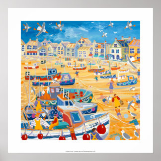 Impresión artística: Barcos y pistas, St Ives, Cor