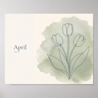 Impresión artística botánica de tulipanes | Flor d