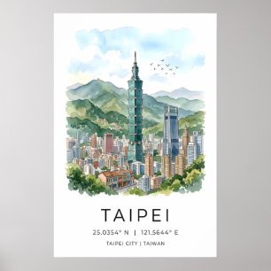 Impresión artística de acuarela del paisaje urbano