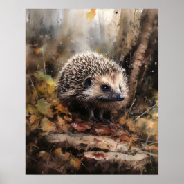 Impresión artística de animal del bosque de erizo
