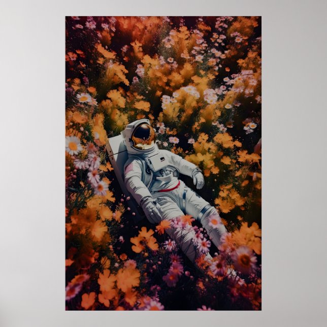 Impresión artística de astronauta entre flores Gót (Frente)