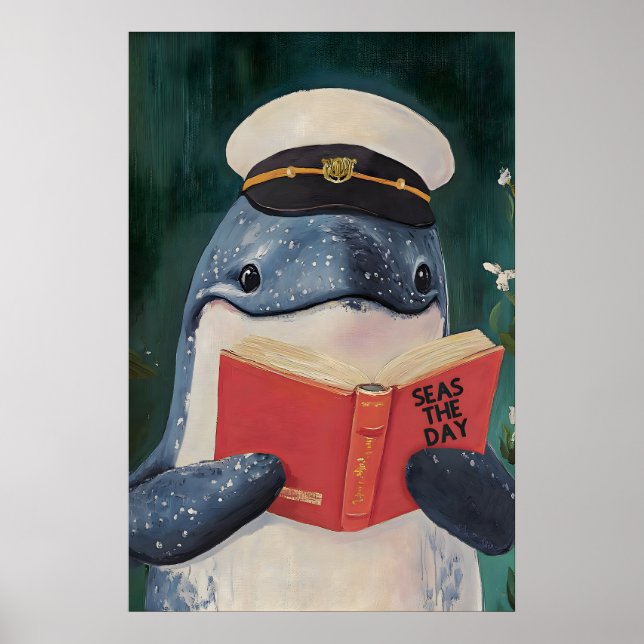 Impresión artística de ballena caprichosa leyendo  (Frente)