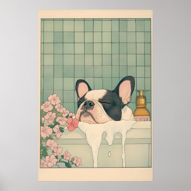 Impresión artística de Boston Terrier estilo Ukiyo (Frente)