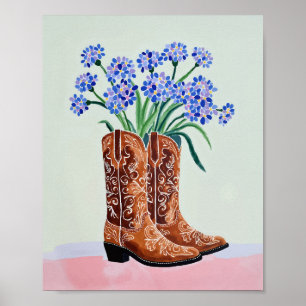 Impresión artística de botas de vaquero Bluebonnet