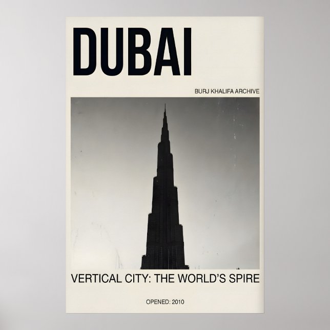 Impresión artística de Burj Khalifa en negro y bla (Frente)