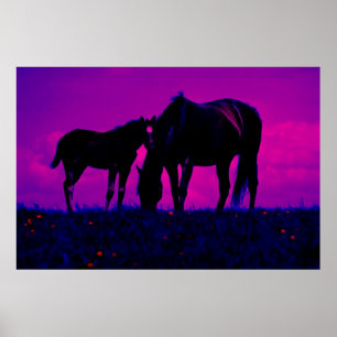 Impresión artística de caballo y potranca