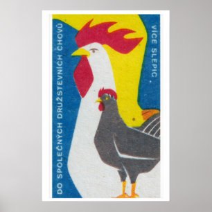 Impresión artística de caja de cerillas de gallo y