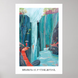 Impresión artística de cascada japonesa Paisaje de