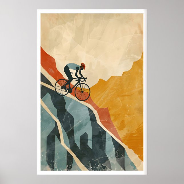 Impresión artística de ciclismo de montaña, estilo (Frente)