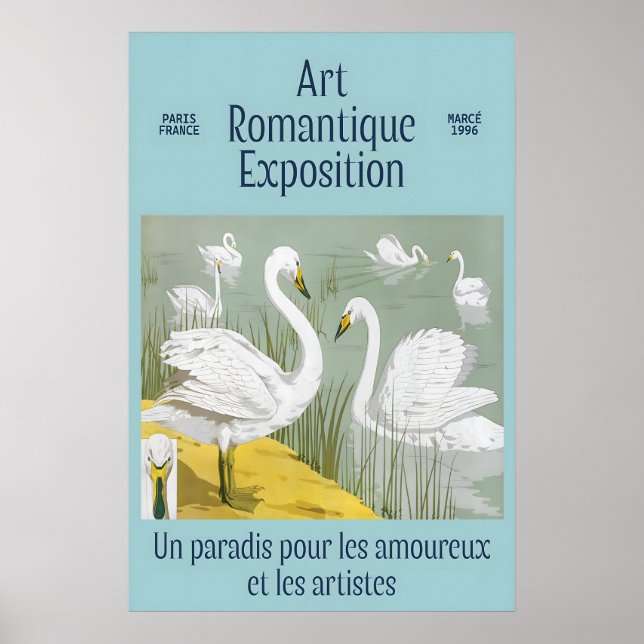 Impresión artística de cisnes 1996 Exposición Romá (Frente)