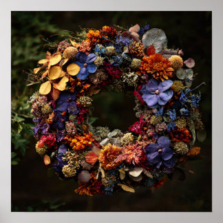 Impresión artística de corona floral de otoño