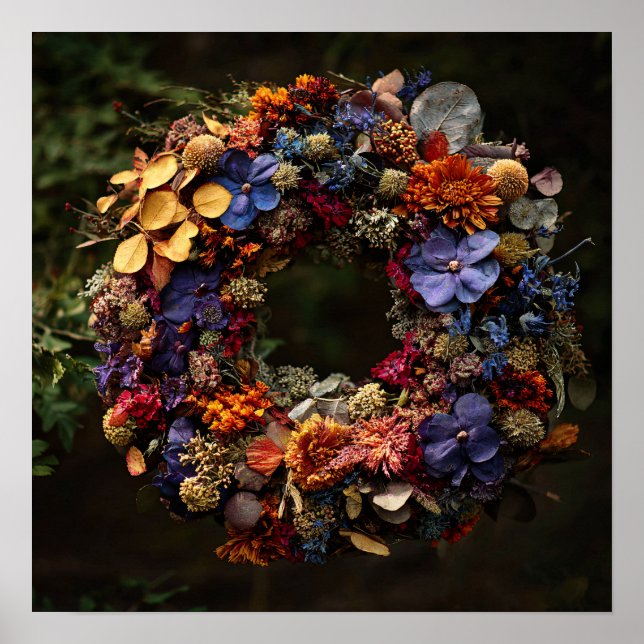 Impresión artística de corona floral de otoño (Frente)