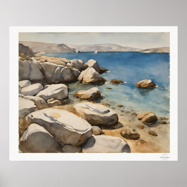 Impresión artística de costa desgastada y ensenada (Frente)
