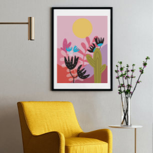 Impresión artística de deco de cactus moderno del 