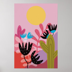 Impresión artística de deco de cactus moderno del 