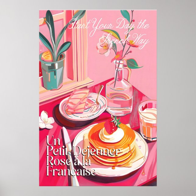 Impresión artística de desayuno francés Café Rosa  (Frente)
