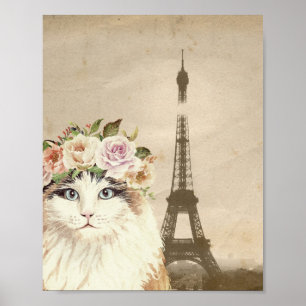 Impresión artística de Fancy Cat & Eiffel Tower