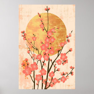 Impresión artística de flor de cerezo japonesa Sol