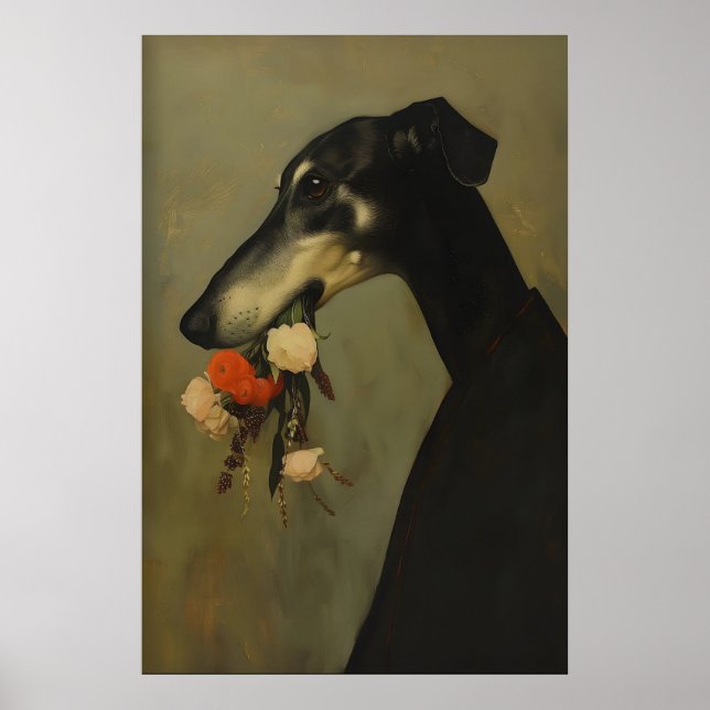 Impresión artística de flores de perro galgo, Whip (Frente)